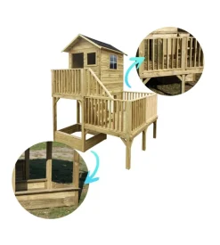 Casetta da giardino per bambini in legno domus "hubert" con scivolo e sabbiera 226,5x176x272 cm