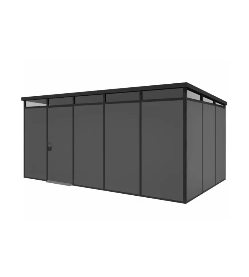 Casetta da giardino prefabbricata in pvc e alluminio artplast "modulare" nero e grigio 3x5 mt