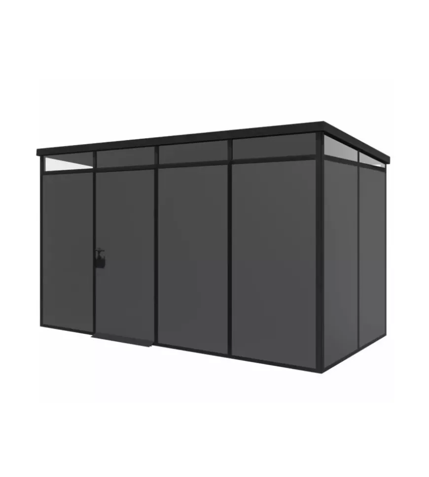 Casetta da giardino prefabbricata in pvc e alluminio artplast "modulare" nero e grigio 4x2 mt