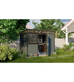 Casetta da giardino prefabbricata in pvc e alluminio artplast "modulare" nero e grigio 3x2 mt