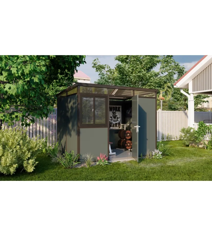 Casetta da giardino prefabbricata in pvc e alluminio artplast "modulare" nero e grigio 3x2 mt