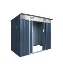 Casetta in lamiera zincata da esterno domus grigio con tetto piatto 173x145x200 cm