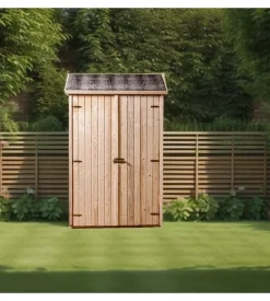 Casetta in legno da giardino habrita "eden" in abete rosso massiccio e 3 ripiani 132x65x206 cm