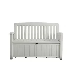 Cassapanca keter "patio storage bench" in resina bianco, 132x61,2x89 cm