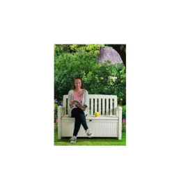 Cassapanca keter "patio storage bench" in resina bianco, 132x61,2x89 cm