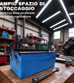 Cassetta porta attrezzi in metallo easy system 3 scomparti 47x22x19,5 cm