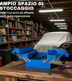 Cassetta porta attrezzi in metallo easy system 5 scomparti 47x22x19 cm