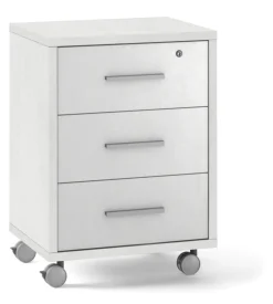 Cassettiera 3 cassetti bianco ossido, 51x71x41 cm