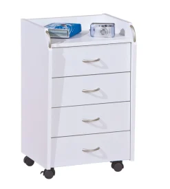 Cassettiera 4 cassetti bianca, 40x36x65 cm