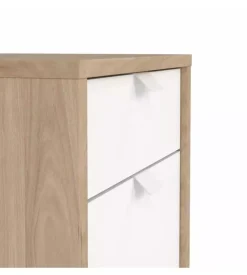 Cassettiera 3 cassetti con ruote in truciolare melaminimo colore quercia e bianco, 40,8x48,2x60,8 cm