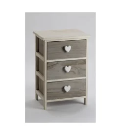 Cassettiera 3 cassetti in legno di paulownia bianca e grigia armonia 40x29x58 cm