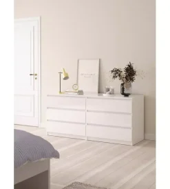 Cassettiera 6 cassetti "naia" bianco lucido 153,8x50x70,1 cm