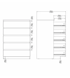 Cassettiera 5 cassetti 
