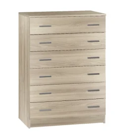 Cassettiera 6 cassetti olmo chiaro, 77x47x107 cm