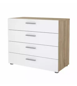 Cassettiera 4 cassetti "pepe" rovere e bianco lucido 80,2x40,2x68,2 cm