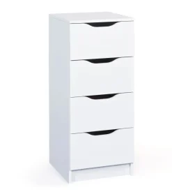 Cassettiera bianca 4 cassetti, 41x40x92 cm