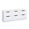 Cassettiera bianca 6 cassetti, 120x40x51 cm