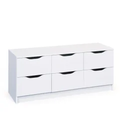 Cassettiera bianca 6 cassetti, 120x40x51 cm
