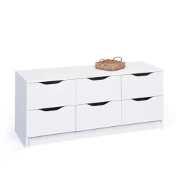 Cassettiera bianca 6 cassetti, 120x40x51 cm