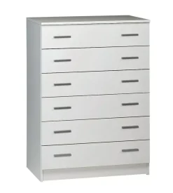 Cassettiera bianca con 6 cassetti, 77x107x47 cm