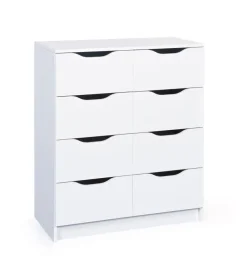 Cassettiera bianca con 8 cassetti, 80x40x91 cm