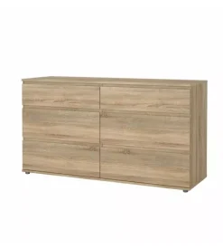 Cassettiera doppia "nova" con 6 cassetti colore rovere, 153,4x50x83,7 cm