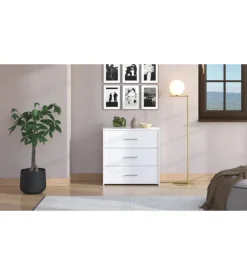 Cassettiera "girona" 3 cassetti bianca opaca, 80,5x33x80,5 cm