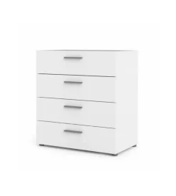 Cassettiera "pepe" bianca con 4 cassetti, 80x68x40 cm