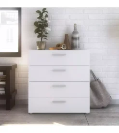Cassettiera "pepe" bianca con 4 cassetti, 80x68x40 cm
