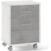 Cassettiera per scrivania 3 cassetti su ruote finitura ossido bianco cemento