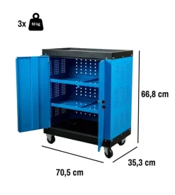 Cassettiera porta attrezzi easy system 3 ripiani con ruote e maniglia 65x38x72 cm