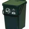 Cassonetto in plastica con coperchio per raccolta differenziata - verde da 10 litri.