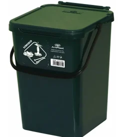 Cassonetto in plastica con coperchio per raccolta differenziata - verde da 10 litri.