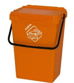 Cassonetto in plastica gialla con coperchio per raccolta differenziata, 35 lt