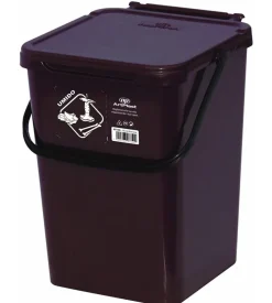 Cassonetto in plastica marrone con coperchio per raccolta differenziata, 10 lt