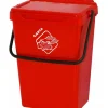 Cassonetto in plastica rossa con coperchio per raccolta differenziata, 35 lt
