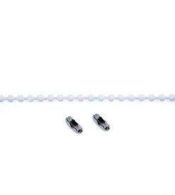 Catena a pallini bianca 5 mt. + 2 chiusure a bastoncino