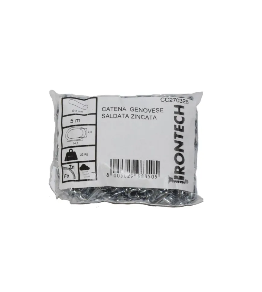Catena genovese pretagliata ø 2 mm. in acciaio zincato 5 mt.