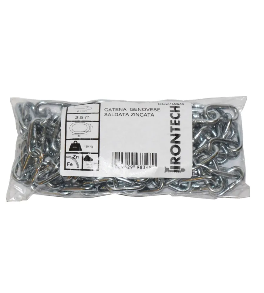 Catena genovese pretagliata ø 4 mm. in acciaio zincato 2,5 mt.