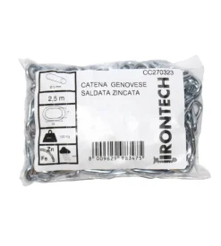 Catena genovese pretagliata ø 3 mm. in acciaio zincato 2,5 mt.