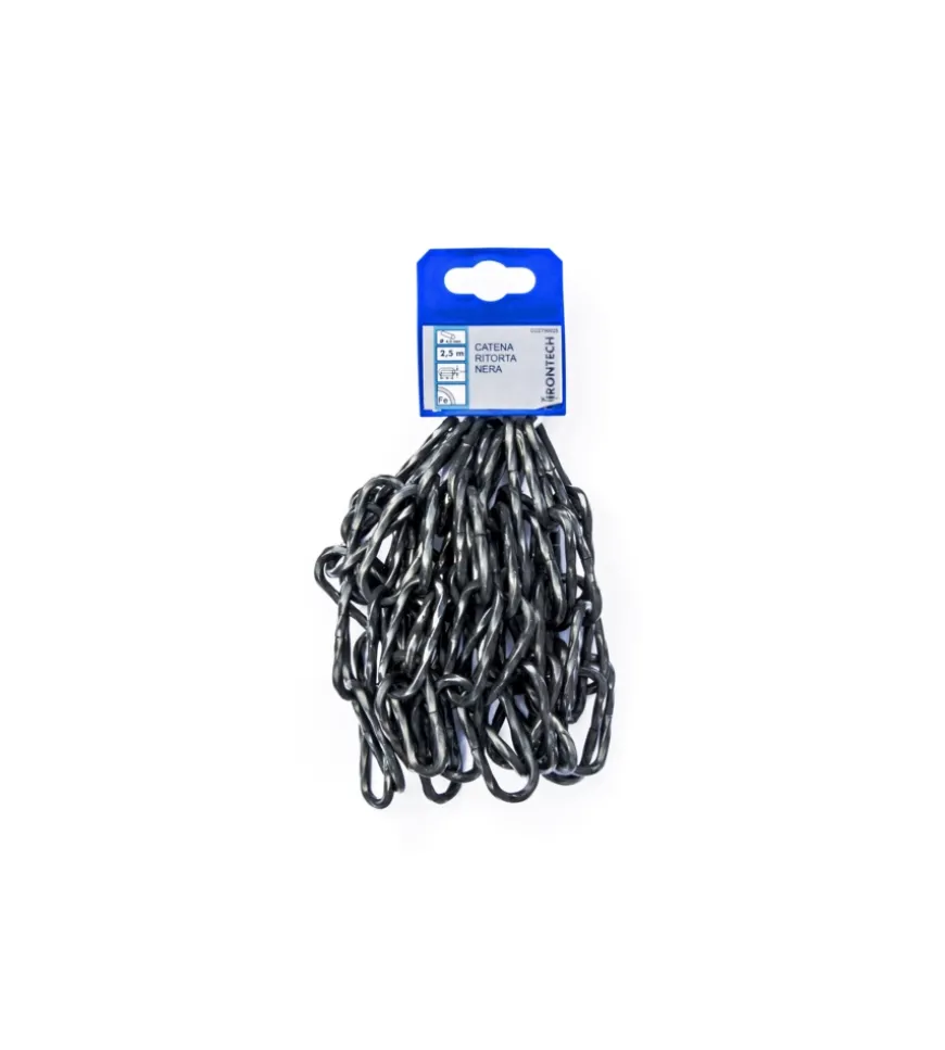 Catena ritorta pretagliata ø 4 mm. in acciaio nero 2,5 mt.