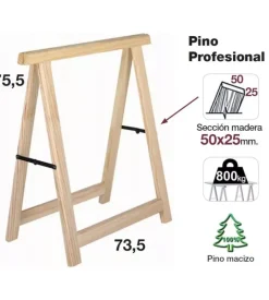 Cavalletto pieghevole da lavoro in pino professionale 73,5x75 cm