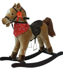 Cavallo a dondolo per bambini con suoni, marrone chiaro