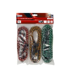 Cavo elastico assortito ø 8 da 600 a 1000 mm. con ganci plastificati 6 pz.