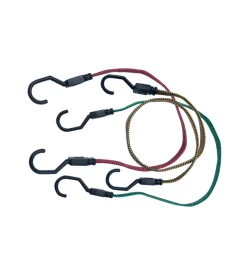 Cavo elastico piatto assortito l. 18 mm. da 500 a 800 mm. con ganci in plastica 6 pz.