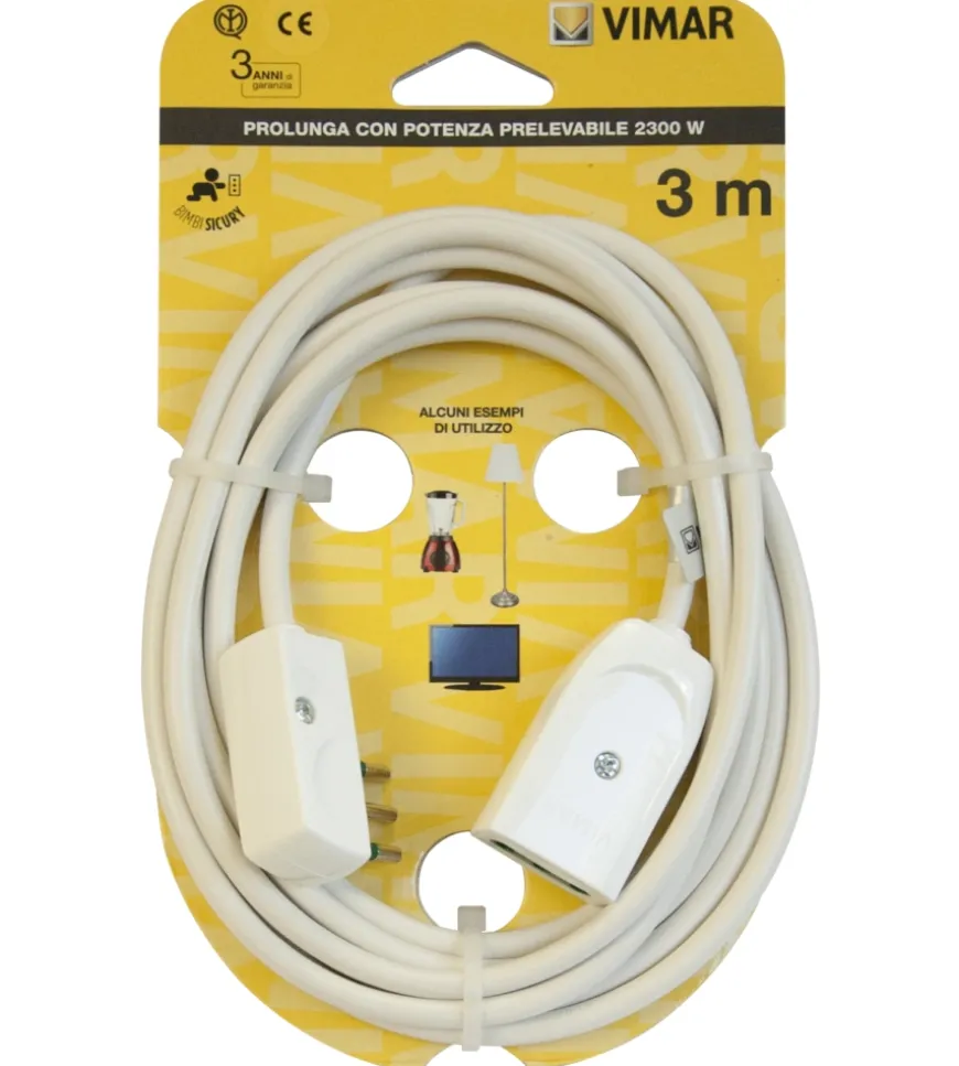 Cavo prolunga 3 metri bianco 3g0,75+spinapiatta - vimar.