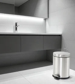 Cestino bagno ovale in acciaio grigio 5 litri