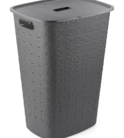 Cesto portabiancheria keter "curver softex" antracite con coperchio, 56 litri