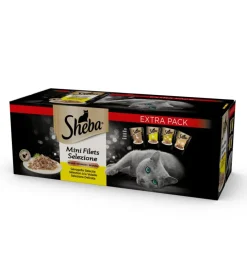 Cibo umido per gatti sheba "mini filets selezione" tutte le età con anatra, pollo, pollame e tacchino 40x85 gr
