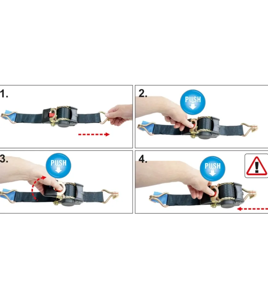 Cinghia di ancoraggio 1500 kg. 50 mm. x 3 mt. con tenditore automatico a cricchetto